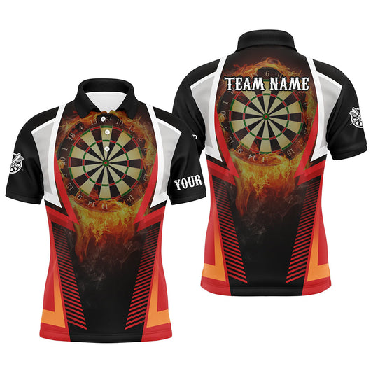 Orange Feuerflammen Sport Herren Darts Poloshirt – Individuelles Dartshirt für Männer Darttrikots LDT1397