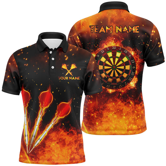 Orange Feuerflammen Sport Herren Darts Poloshirt – Individuelles Dartshirt für Männer Darttrikots LDT1440