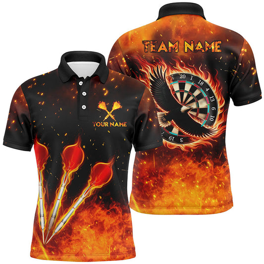 Orange Feuerflammen Adler Herren Darts Poloshirt – Individuelles Dartshirt für Männer Darttrikots LDT1441