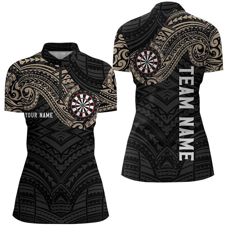 Personalisiertes Tribal Darts Quarter-Zip Shirt – Individuelles Damen Darts Shirt Dart Trikots LDT0815