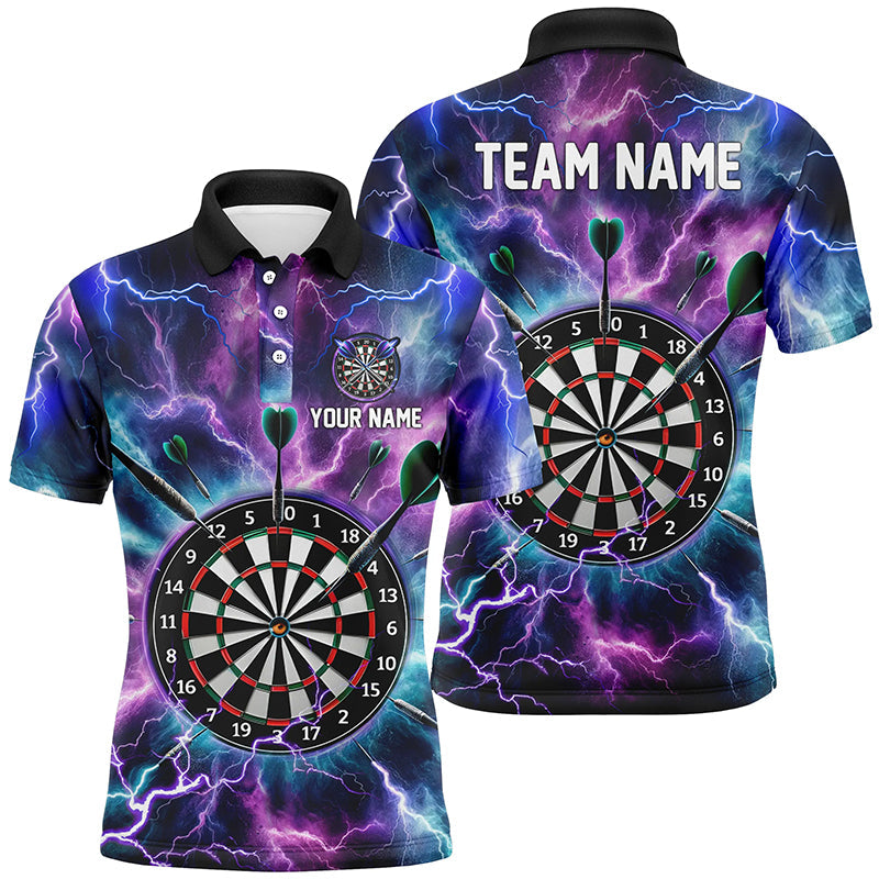 Lila Donner-Blitz Herren Darts Poloshirt – Individuelles Dartshirt für Männer Darttrikots LDT1443