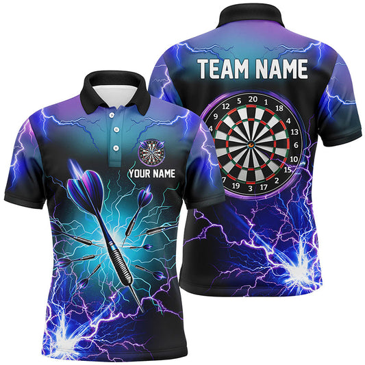 Lila Donner-Blitz Herren Dart Poloshirt – Individuelles Dartshirt für Männer Darttrikots LDT1243