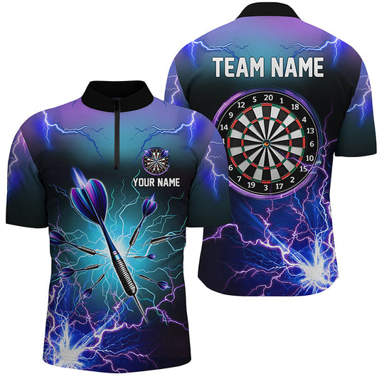 Lila Thunder Lightning Darts Quarter-Zip Shirt – Individuelles Dart Shirt für Männer Dart Trikots LDT1243