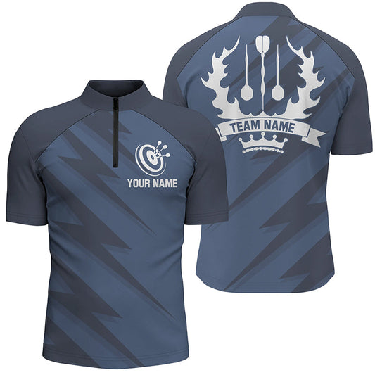 Maßgeschneidertes Männer Navy Lightning Basic Darts Quarter Zip Shirt – Cooles Dart Trikot für Männer LDT0318