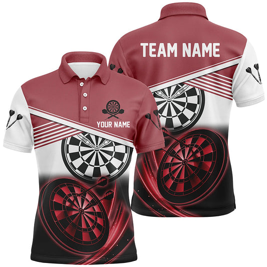 Personalisierter rot-schwarzer Dart Herren Poloshirt – Cooles Dartshirt für Männer Teamtrikot LDT0707