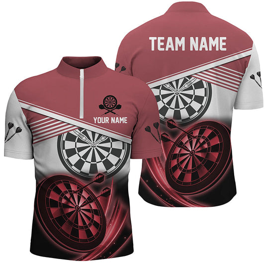 Individuelles Rot Schwarz Darts Quarter-Zip Shirt – Individuelles Cooles Darts Shirt für Männer Team Trikot LDT0707