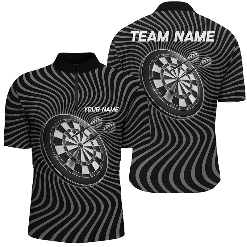 Individuelles Schwarz Grau Waving Dart Quarter Zip Shirt – Individuelles Dart Shirt für Männer Dart Trikot LDT0709