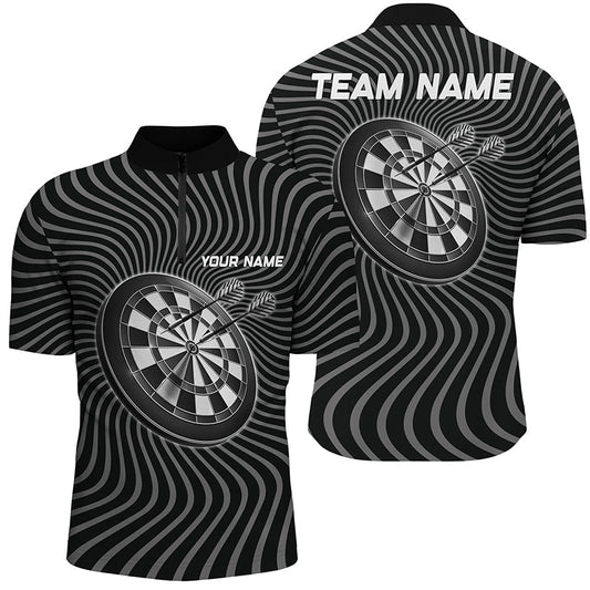Individuelles Schwarz Grau Waving Dart Quarter Zip Shirt – Individuelles Dart Shirt für Männer Dart Trikot LDT0709