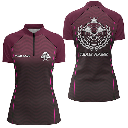 Individuelles Verflochtenes Wellen Darts Quarter-Zip Shirt, Individuelles Damen Dart Shirt, Dart Trikot LDT0714