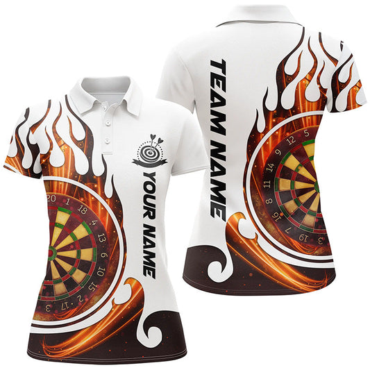 Feuerflamme Dartscheibe Damen Darts Poloshirt – Individuelle Dart Shirts für Frauen Dart Trikots LDT1348
