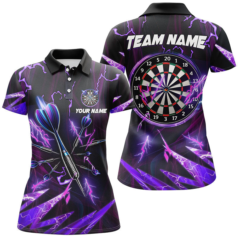 Lila Donner Blitz 3D Darts Poloshirt – Individuelle Dart Shirts für Frauen Dart Trikots LDT1350