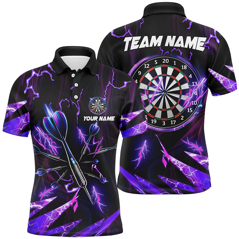 Lila Donner-Blitz Herren Dart Poloshirt – Individuelles Dartshirt für Männer Darttrikots LDT1350