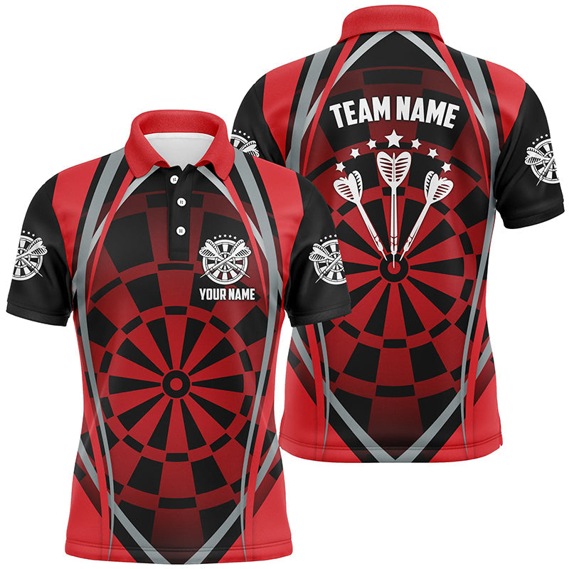 Individuelles rot-schwarzes Dartboard Herren Poloshirt – Cooles Dartshirt für Männer Darttrikot LDT0419