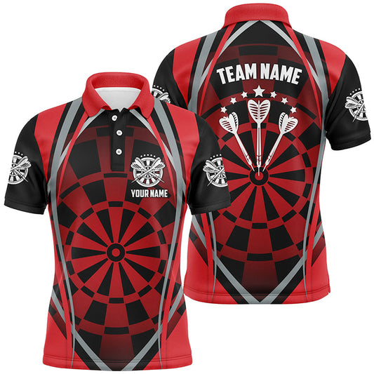 Individuelles rot-schwarzes Dartboard Herren Poloshirt – Cooles Dartshirt für Männer Darttrikot LDT0419