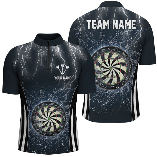 Marineblau Thunder Lightning Männer Dart Quarter-Zip Shirt – Individuelles Dart Team Trikot LDT1361