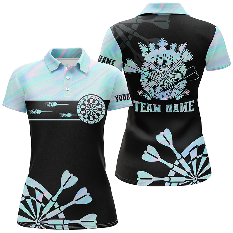 Holografisches Batik Damen Darts Poloshirt – Individuelles Dart Shirt für Frauen Dart Trikots LDT1366