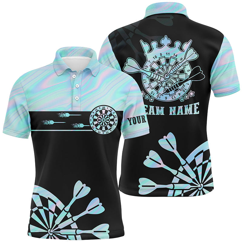 Holografisches Tie Dye Herren Darts Polo Shirt – Individuelles Dart Shirt für Herren, Dart Trikots LDT1366