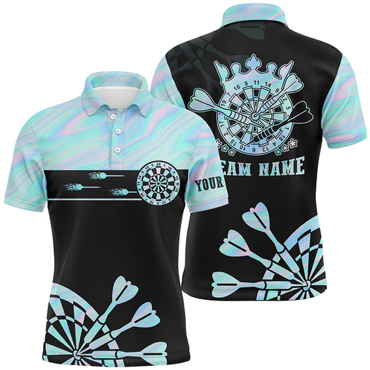 Holografisches Tie Dye Herren Darts Polo Shirt – Individuelles Dart Shirt für Herren, Dart Trikots LDT1366