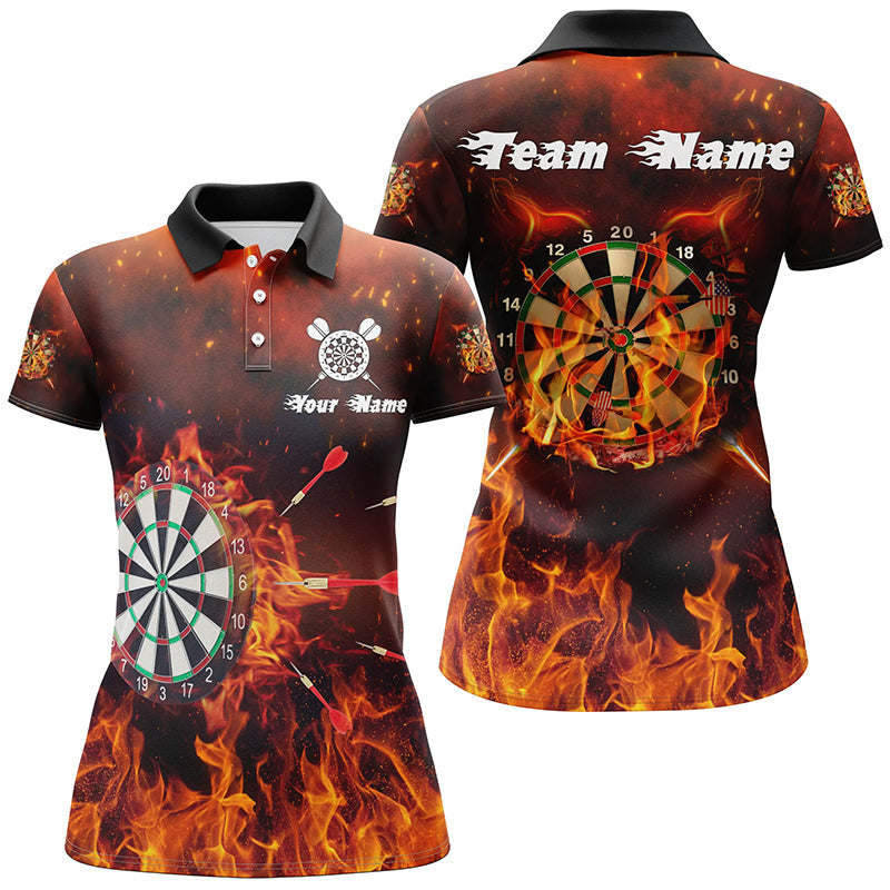 Personalisiertes Darts Shirt für Damen – Individuelles Flammen Darts Poloshirt Dart Trikots LDT0727