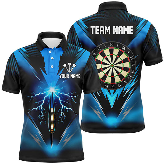 Blau Thunder Lightning Herren Darts Polo Shirt – Individuelle Dart Shirts für Herren, Dart Trikots LDT1373