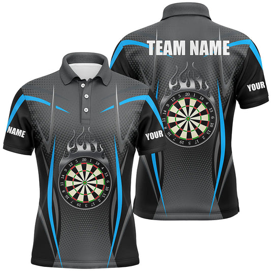 Blau Graues Sportstyle Herren Darts Poloshirt – Individuelles Dartshirt für Männer Darttrikots LDT1382