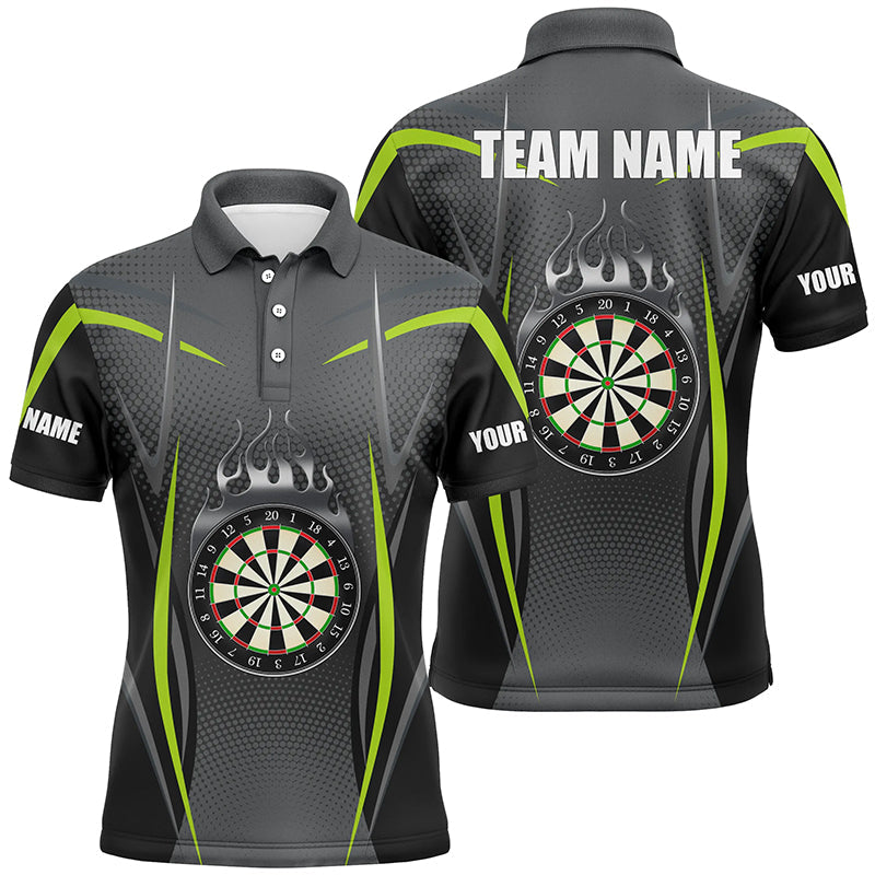Grün Graues Sportstyle Herren Darts Poloshirt – Individuelles Dartshirt für Männer Darttrikots LDT1383