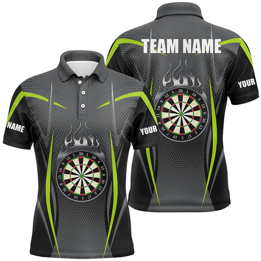 Grün Graues Sportstyle Herren Darts Poloshirt – Individuelles Dartshirt für Männer Darttrikots LDT1383