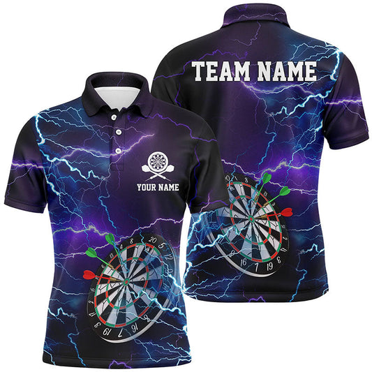 Personalisierter Donner-Blitz lila Herren Dart-Poloshirt – Individuelles Darttrikot für Männer LDT0979