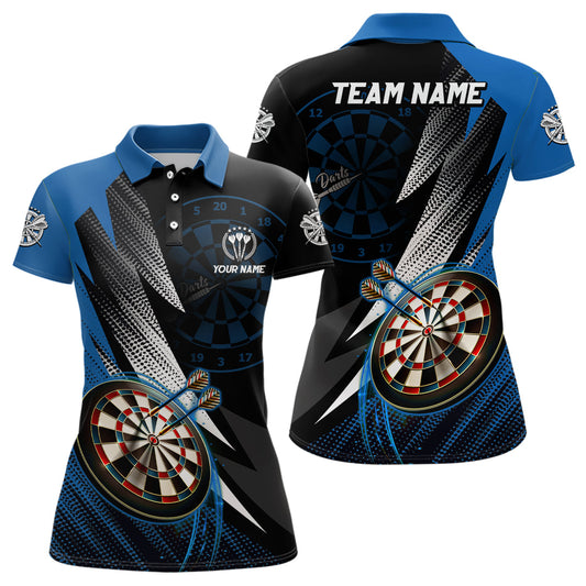 Personalisiertes Schwarz Blau Darts Poloshirt – Cooles Dart Shirt für Frauen Team Trikot LDT1217