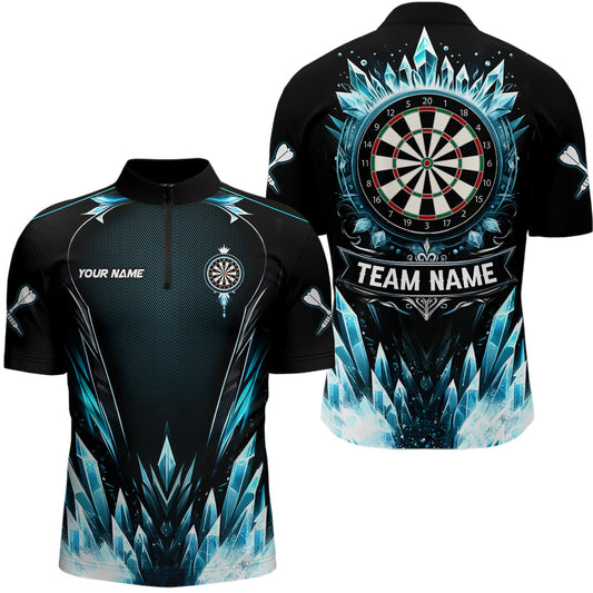 Blau Eis Dartboard Individuelles Darts Quarter-Zip Shirt – Cooles Darts Shirt für Männer Dart Trikots LDT1241