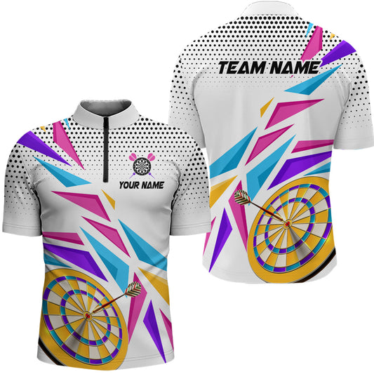 Sportstil Buntes Darts Quarter Zip Shirt, Individuelles Herren Dart Shirt, Dart Team Trikots LDT1461