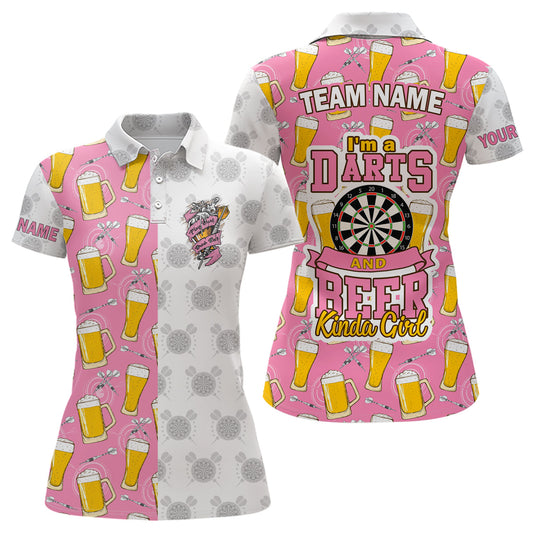 Ich bin ein Darts- und Bier-Mädchen – Individuelles Darts Polo Shirt Pink Dart Trikots für Damen LDT0865