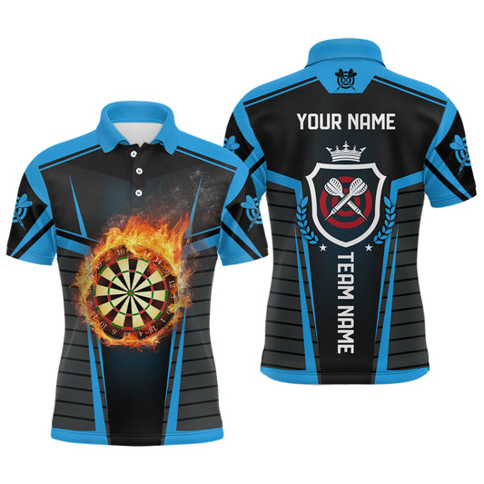 Darts Flamme Schwarz Blau Herren Dartshirt – Individuelles cooles Dartshirt für Männer Darttrikots LDT0896
