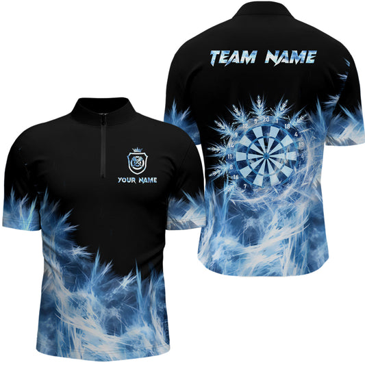 Eis Blau Licht Darts Quarter Zip Shirt – Individuelles Darts Shirt für Männer Darts Team Trikot LDT0631