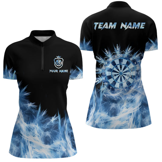Ice Blue Light Darts Quarter-Zip Shirt – Individuelles Darts Shirt für Damen Dart Team Trikot LDT0631