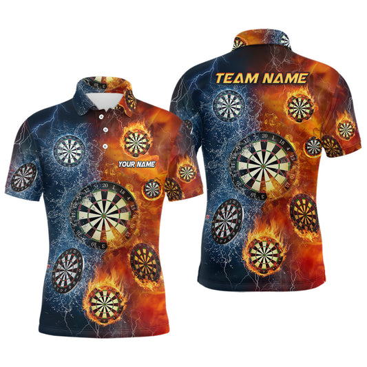 Feuer und Wasser Dart Herren Poloshirt – Personalisierter Dartshirt für Männer Dart-Teamtrikot LDT0635