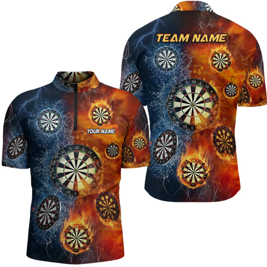 Feuer Und Wasser Darts Quarter-Zip Shirt – Individuelles Darts Shirt für Männer Dart Team Trikot LDT0635