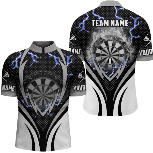 Thunder Lightning Männer Dart Quarter Zip Shirt – Individuelles Cooles Männer Darts Shirt Dart Trikot LDT0655