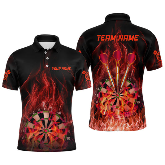Rotes Feuerflammen Dartboard Herren Dart Poloshirt – Individuelle Dartshirts für Männer Darttrikots LDT1327