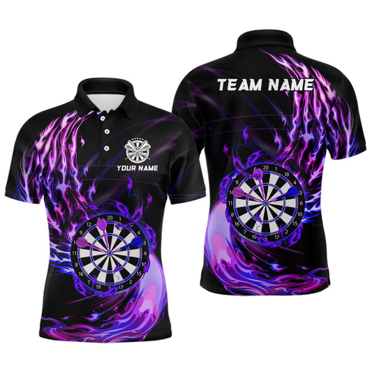 Lila Feuer Dartboard Herren Darts Poloshirt – Individuelles Dartshirt für Männer Darttrikots LDT1474