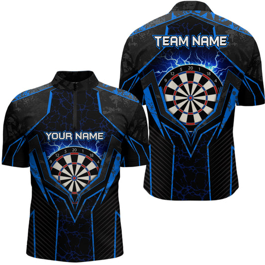 Blau Blitz Thunder Darts Quarter-Zip Shirts – Individuelle Darts Shirts für Männer Dart Trikots LDT1398