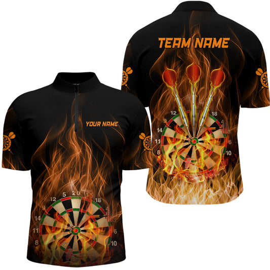 Feuerflamme Dartboard Männer Quarter-Zip Dart Shirt – Individuelles Dart Team Trikot LDT1006