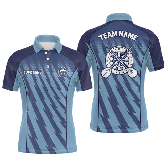 Individuelles Farbverlauf-Blau Blitz Herren Dart-Poloshirt – Dartshirt für Männer Darttrikot LDT0483