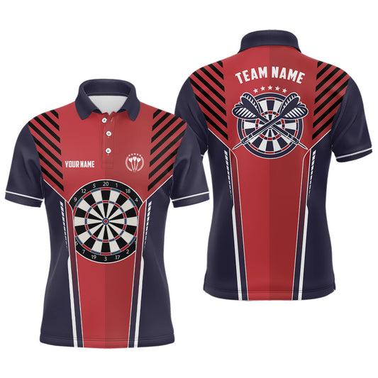 Individuelles Strike-Design in Rot-Marine – Sportstil Herren Dart-Poloshirt – Cooles Darttrikot für Männer LDT0489