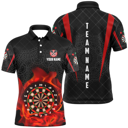 Suchtmotiv Keltisches Muster mit Flamme – Herren Dart-Poloshirt – Individuelles Dartshirt für Männer Darttrikot LDT0629