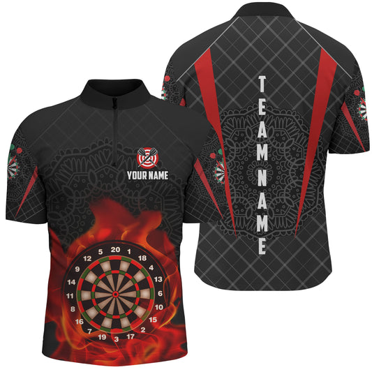 Addict Celtic Muster Flamme Darts Quarter-Zip Shirt – Individuelles Männer Darts Shirt Dart Trikot LDT0629