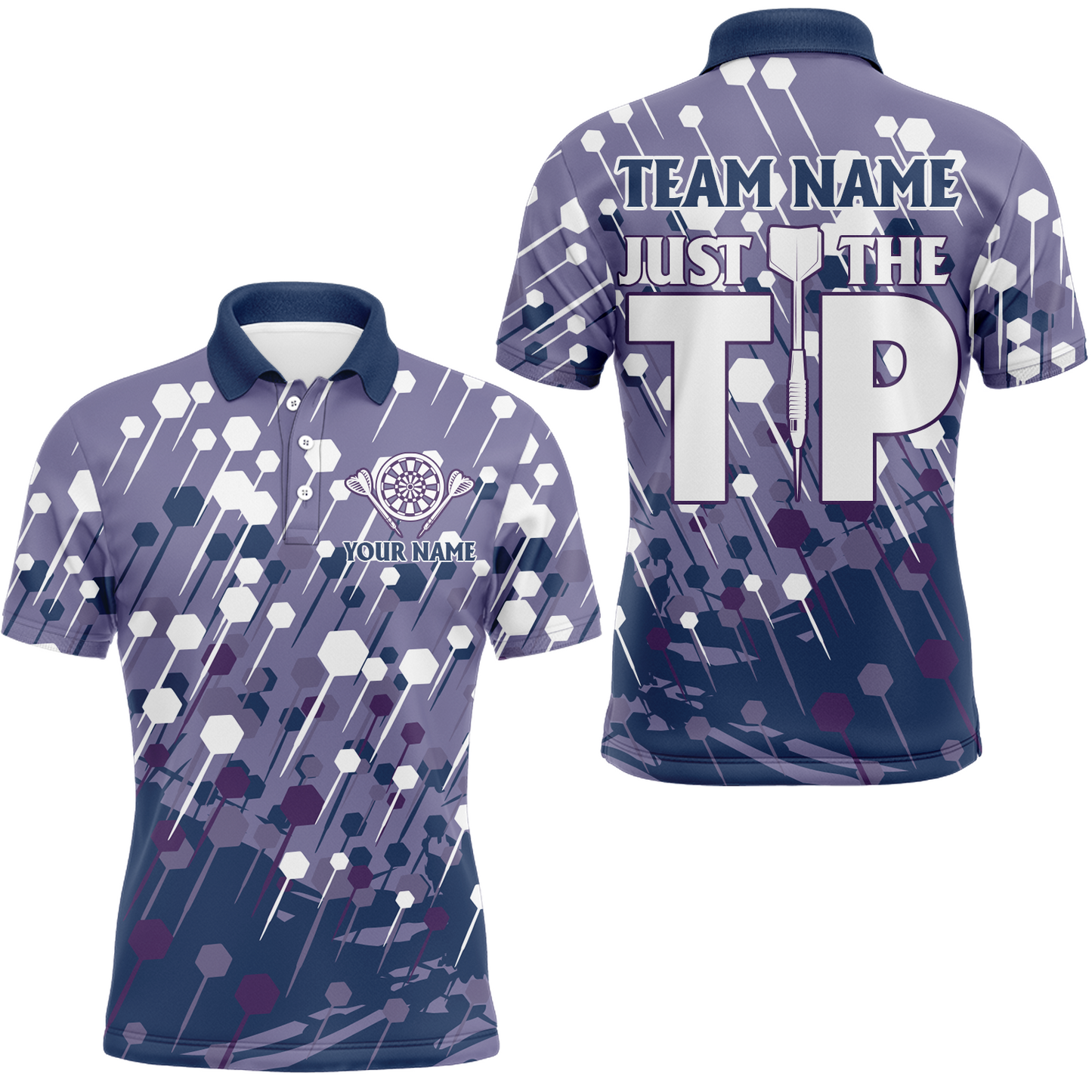Marine-Lila Dartmuster Herren Poloshirts – Cooles Dartshirt, Darttrikot für Teams LDT0393
