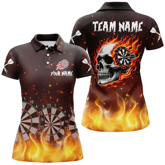 Individuelles Skull Feuer Dartboard Dart Poloshirt für Herren, Dart Team Liga Dart Trikot Kleidung TDM1197