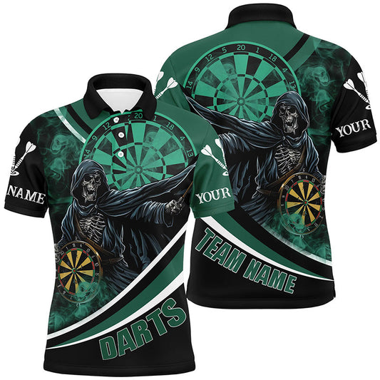 Individuelles Todesskelett Grünes Darttrikot Herren Poloshirt, Dart Team Liga Shirts TDM1390