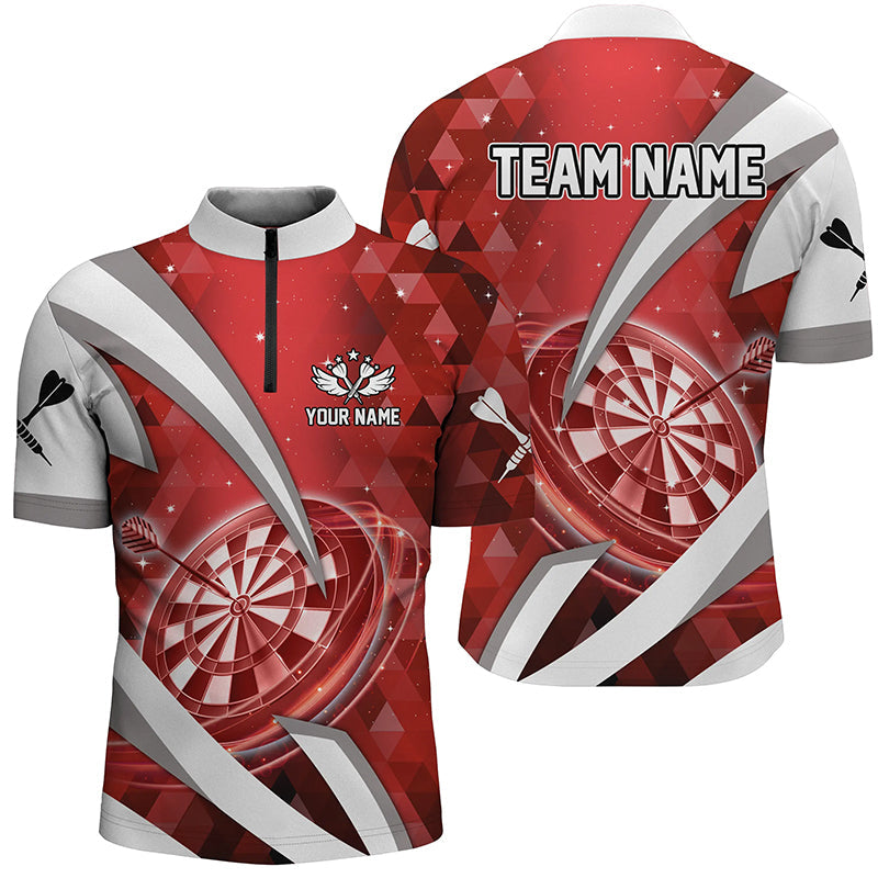 Rotes Dartboard Dart Herren Shirt mit Viertelreißverschluss, Dart Team Liga Shirt TDM1438